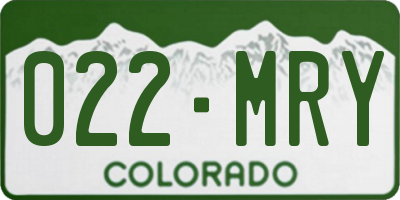 CO license plate 022MRY