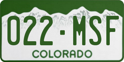 CO license plate 022MSF