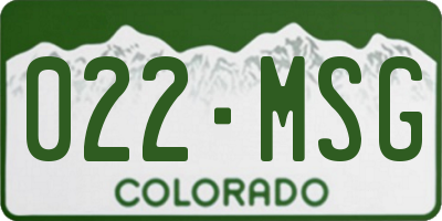CO license plate 022MSG