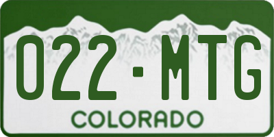 CO license plate 022MTG