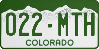 CO license plate 022MTH