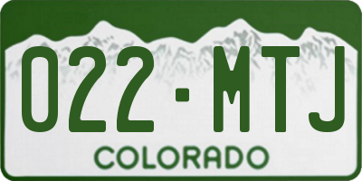 CO license plate 022MTJ