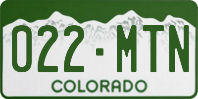 CO license plate 022MTN