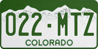 CO license plate 022MTZ