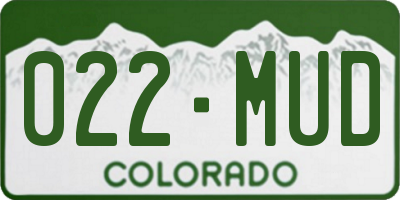 CO license plate 022MUD