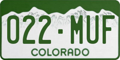 CO license plate 022MUF