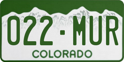 CO license plate 022MUR