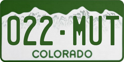 CO license plate 022MUT