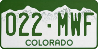 CO license plate 022MWF