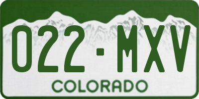 CO license plate 022MXV