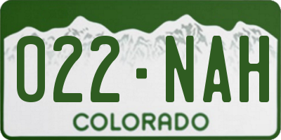 CO license plate 022NAH