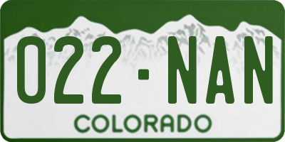 CO license plate 022NAN