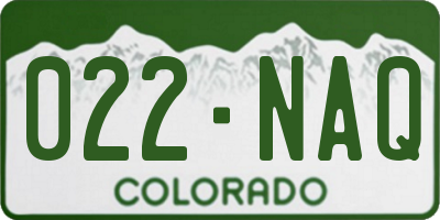 CO license plate 022NAQ