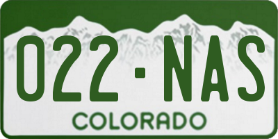 CO license plate 022NAS