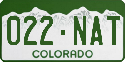 CO license plate 022NAT