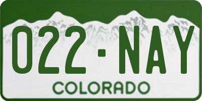 CO license plate 022NAY