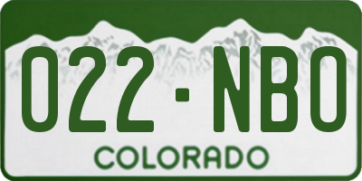 CO license plate 022NBO