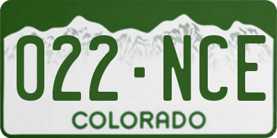 CO license plate 022NCE
