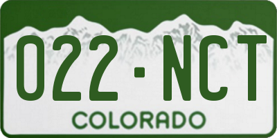 CO license plate 022NCT