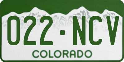CO license plate 022NCV