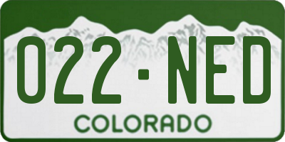 CO license plate 022NED