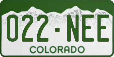 CO license plate 022NEE
