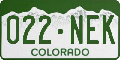 CO license plate 022NEK