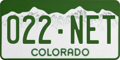 CO license plate 022NET