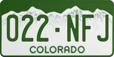 CO license plate 022NFJ