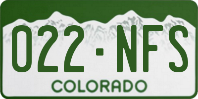CO license plate 022NFS