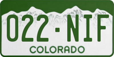CO license plate 022NIF
