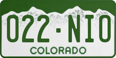 CO license plate 022NIO