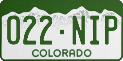 CO license plate 022NIP