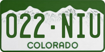 CO license plate 022NIU