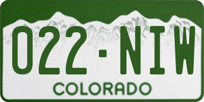CO license plate 022NIW