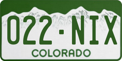 CO license plate 022NIX