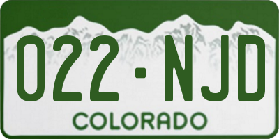 CO license plate 022NJD