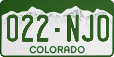 CO license plate 022NJO