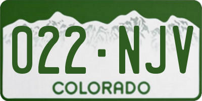 CO license plate 022NJV