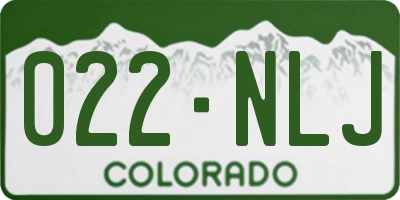 CO license plate 022NLJ