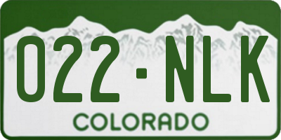 CO license plate 022NLK