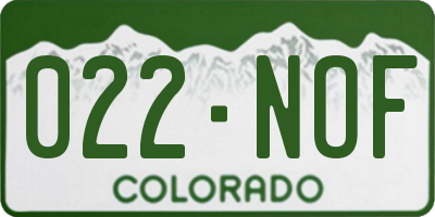 CO license plate 022NOF