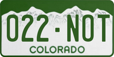 CO license plate 022NOT