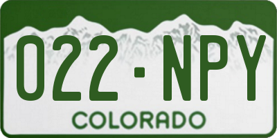 CO license plate 022NPY