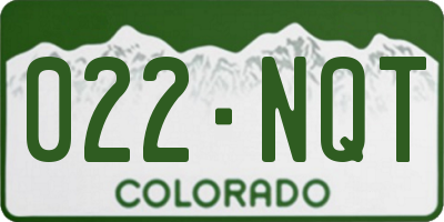 CO license plate 022NQT