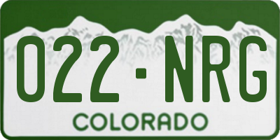 CO license plate 022NRG