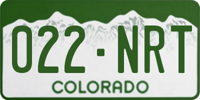 CO license plate 022NRT