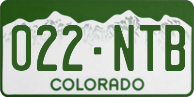 CO license plate 022NTB