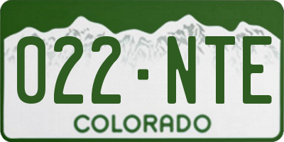 CO license plate 022NTE