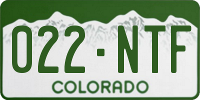 CO license plate 022NTF